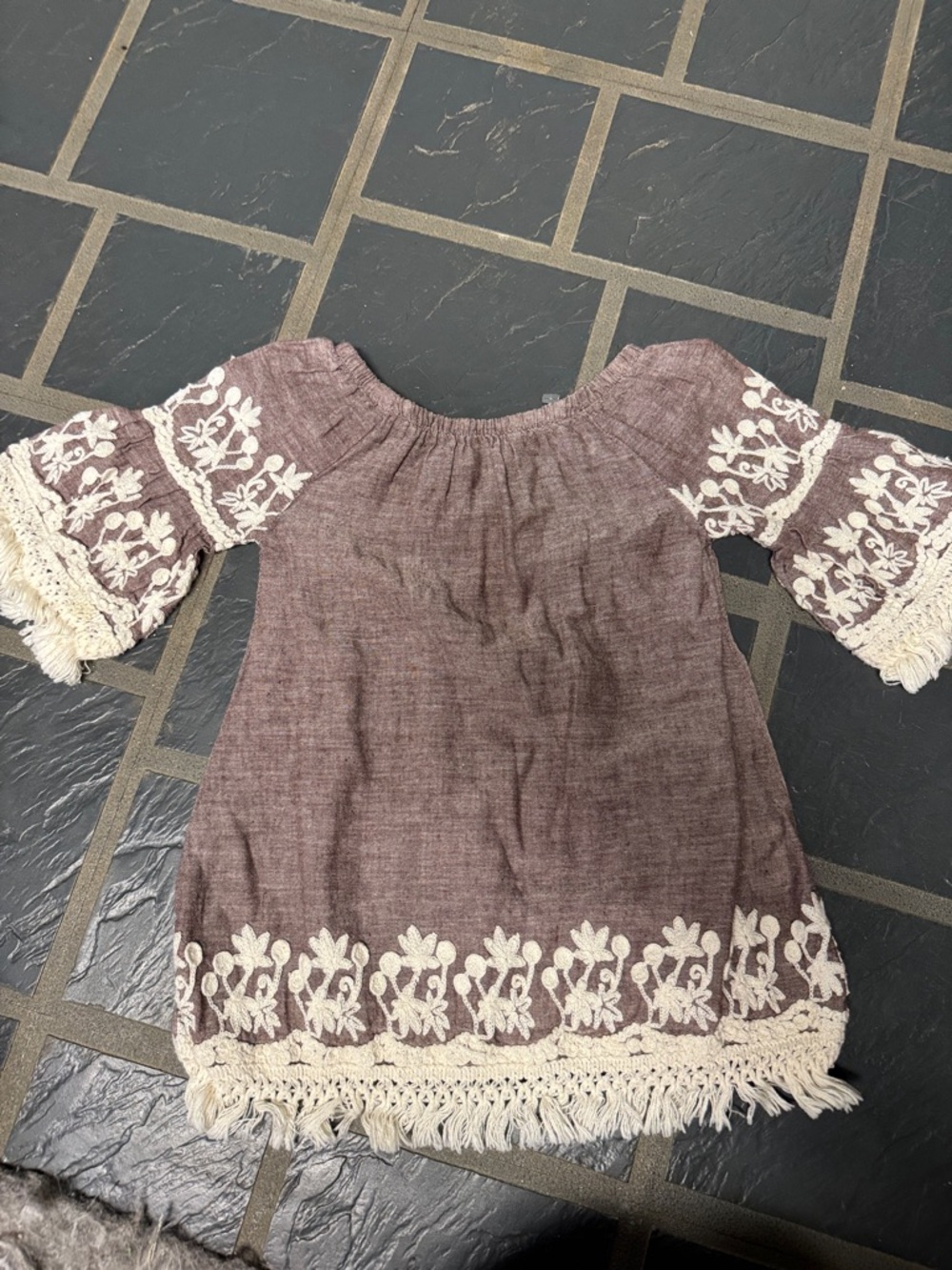 indigo soul mauve tunic with cream embroidery